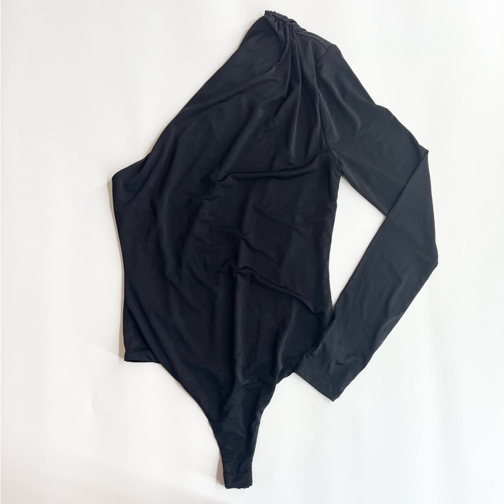 Lovers and Friends Bodysuit Small Black One Shoulder Basic Minimalist